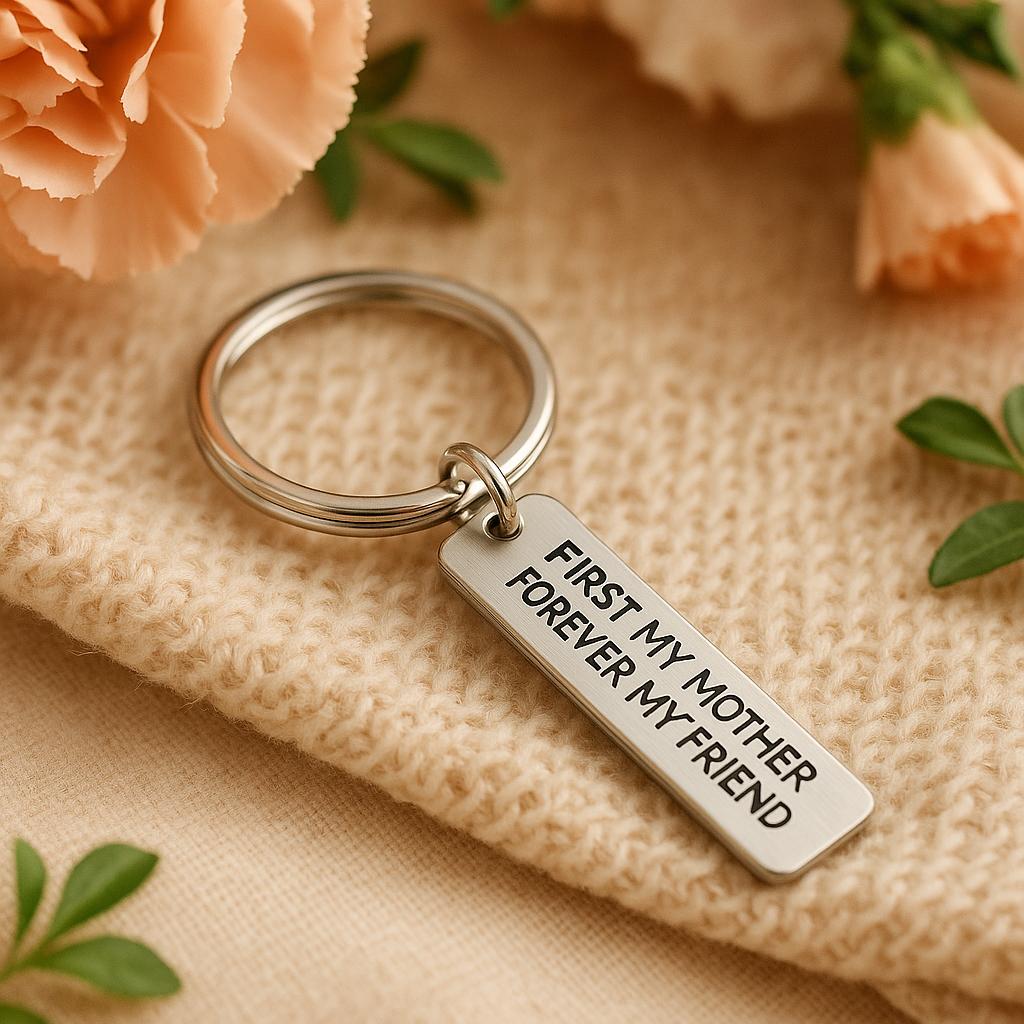 First My Mother Forever My Friend Keychain, Stainless Steel Gift For Mom Mothers Day Birthday Present Rectangular 8mm x 34mm Charm