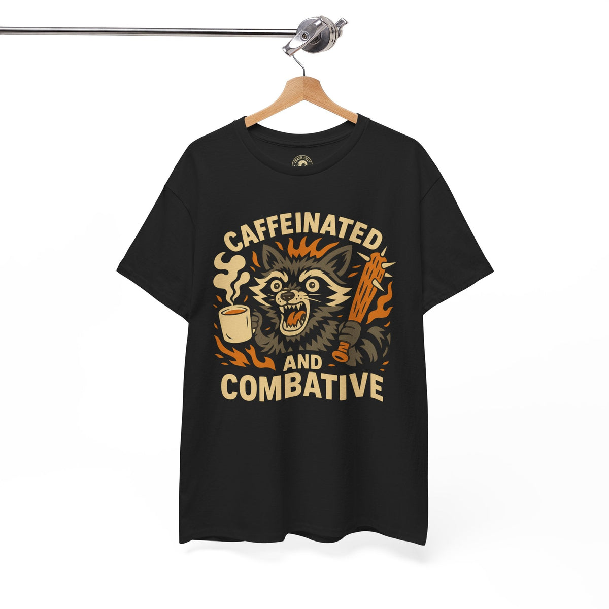 Caffeinated and Combative Tee, Funny Graphic T-Shirt, Coffee Lover Gift, Unisex Casual Wear, Birthday Present, Everyday Style