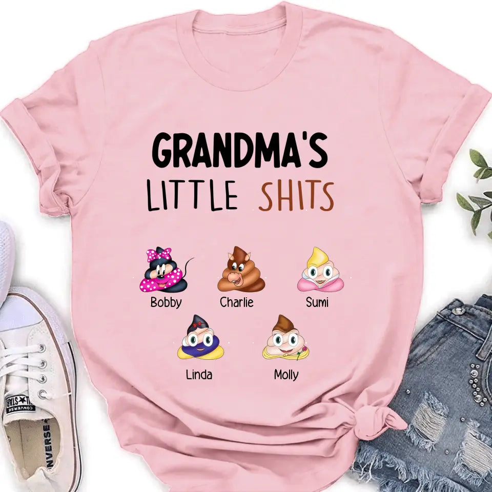 Personalized Funny Shirt/Hoodie - Gift Idea For Mom/Dad/Grandpa/Grandma - Up to 5 Kids - Grandma's Little Shits