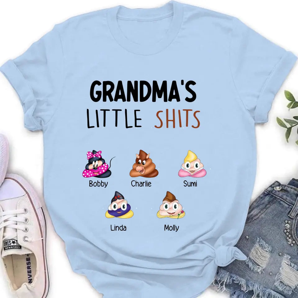 Personalized Funny Shirt/Hoodie - Gift Idea For Mom/Dad/Grandpa/Grandma - Up to 5 Kids - Grandma's Little Shits