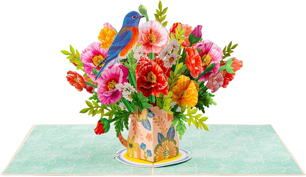 Poppy Blooms Pop Up Flower Bouquet Card