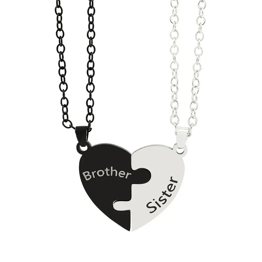 Father Mom Son Daughter Family Necklace Love Heart Puzzle Pendant Necklace Stainless Steel Jewelry for Women Mother's Day Gift