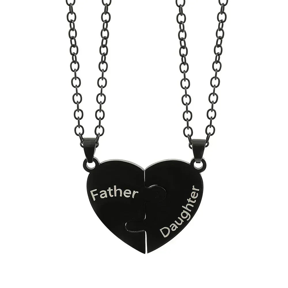 Father Mom Son Daughter Family Necklace Love Heart Puzzle Pendant Necklace Stainless Steel Jewelry for Women Mother's Day Gift