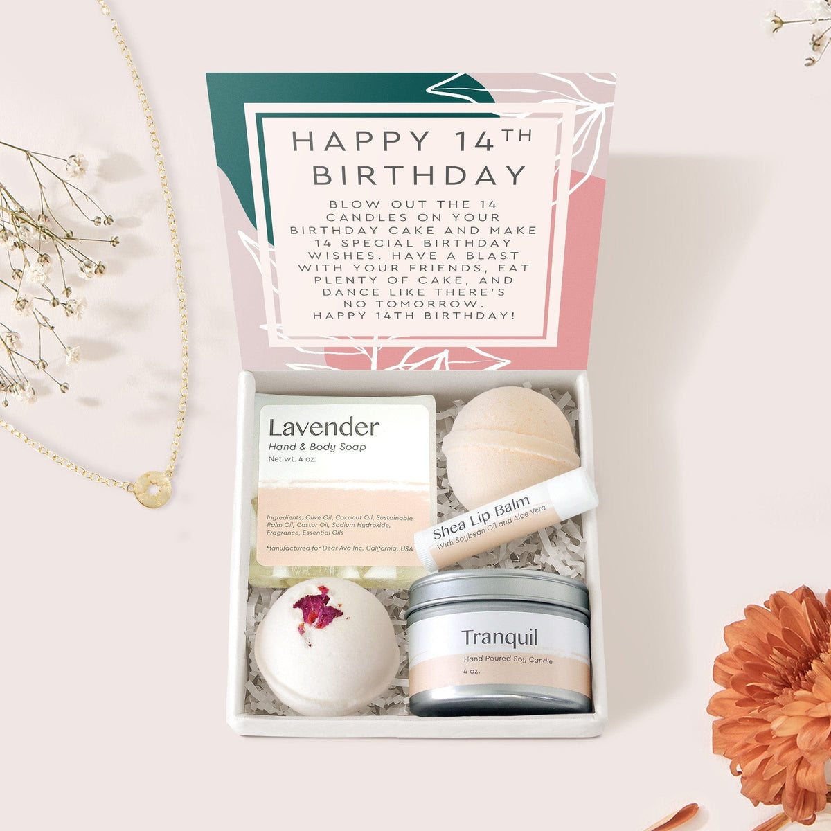 Gifts for 14 Year Old Girls Compass Necklace Spa Gift Box Set