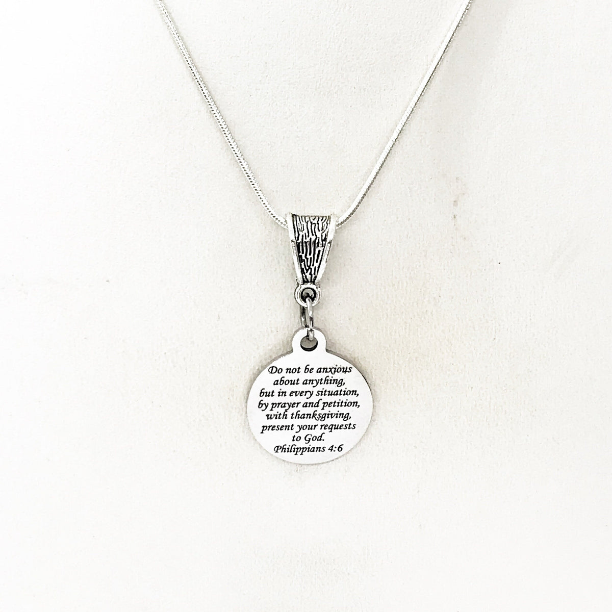 Scripture Gifts, Do Not Be Anxious About Anything Necklace, Philippians 4 6, Present Your Requests To God, Scripture Quote, Scripture Charm