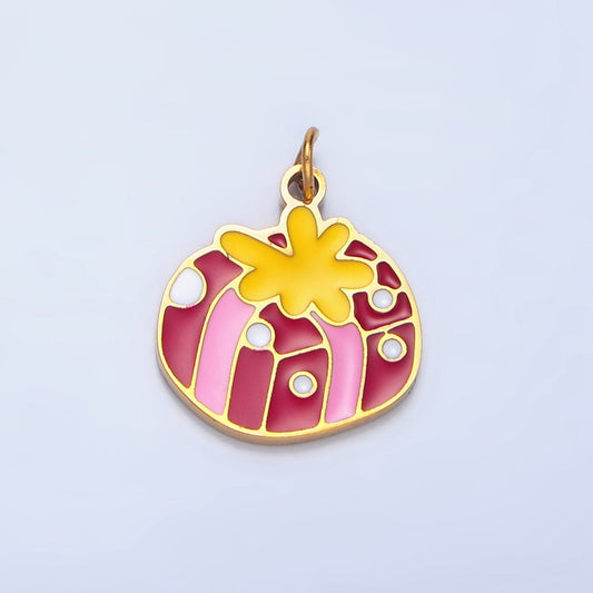 Stainless Steel Presents Gift Enamel Christmas Holiday Charm | P1515